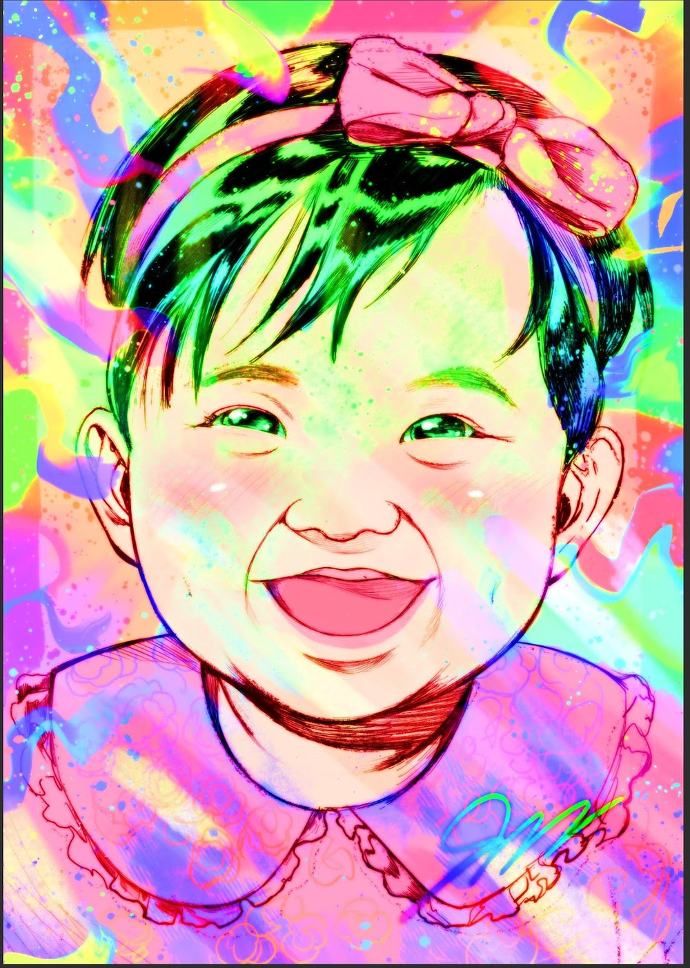 色の変わる“生きた似顔絵アート”